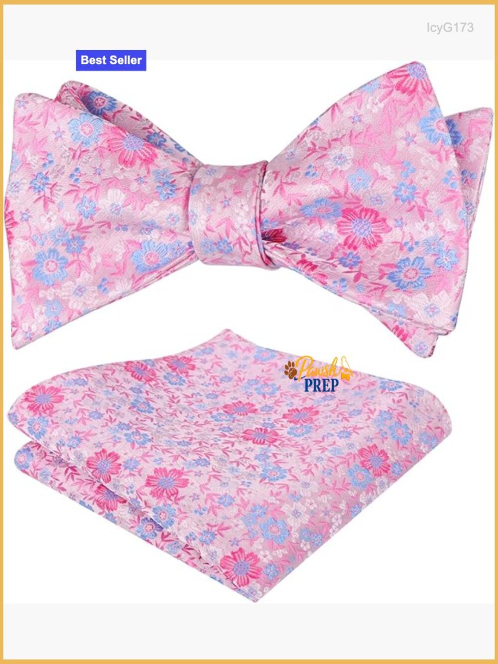 Premium Silk Floral Bow Tie Pocket Square Set Formal Wedding Accessories